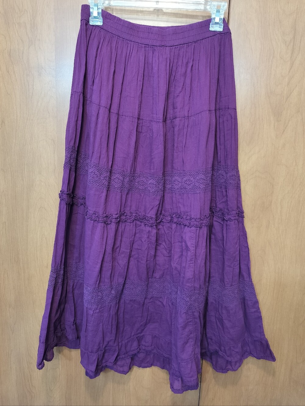 Flowy Y2K Whimsigoth Boho Fairycore Maxi Skirt With Ruffles & Lace Trim L/XL